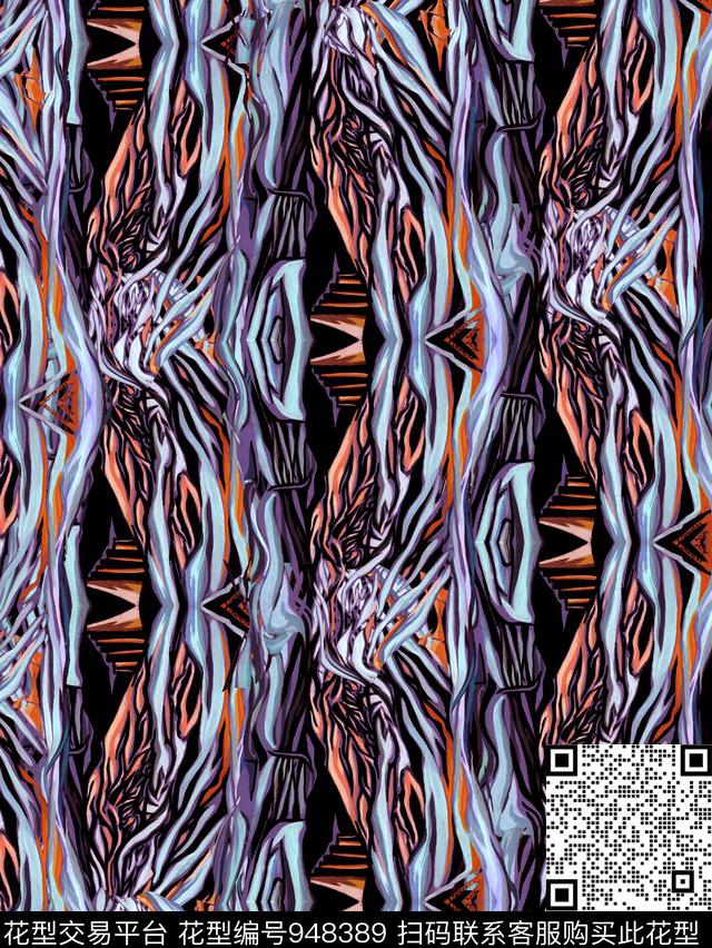 炫彩文艺复古数码印花华亿平台下载（图片编号: 948389） - 瓦栏（Walan）