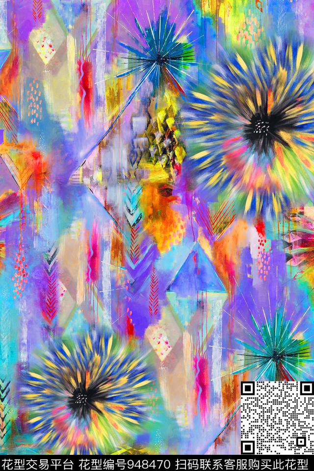 肌理抽象油画华亿平台数码印花华亿平台下载（图片编号: 948470） - 瓦栏（Walan）