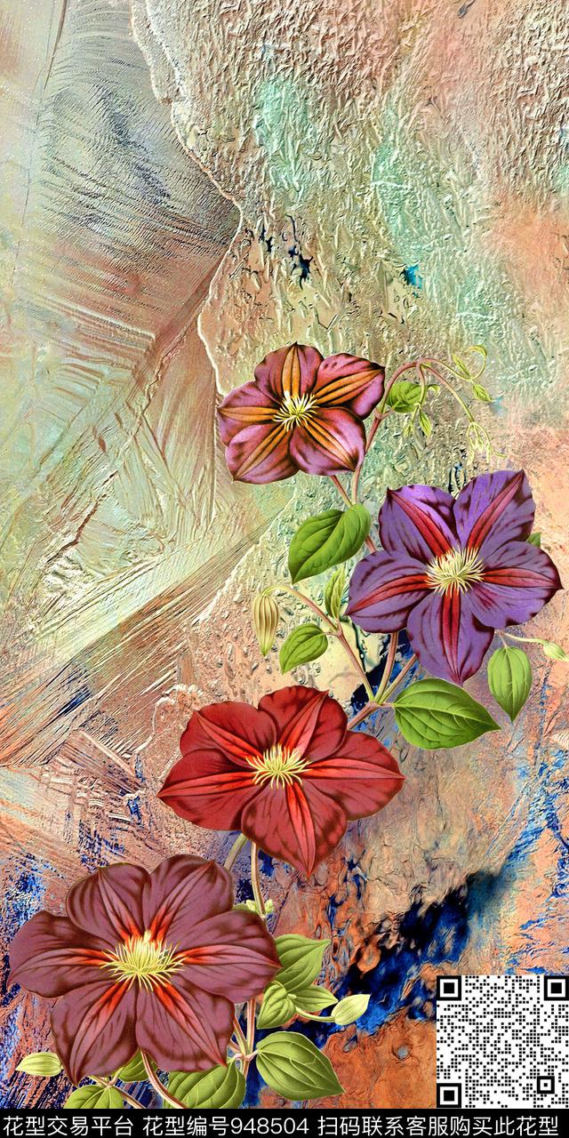 肌理花卉3D立体数码印花华亿平台下载（图片编号: 948504） - 瓦栏（Walan）