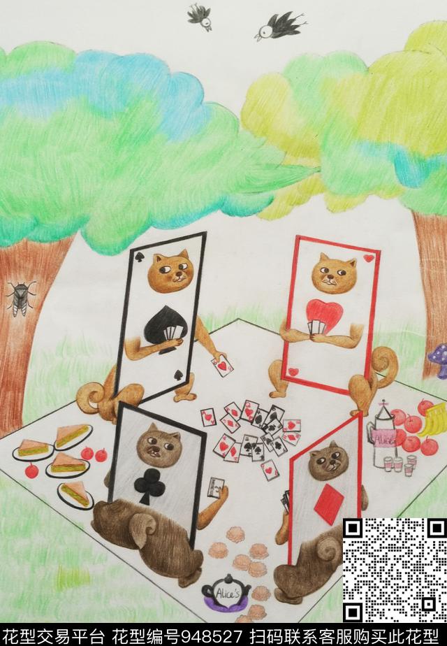 动物插画手绘花卉数码印花华亿平台下载（图片编号: 948527） - 瓦栏（Walan）