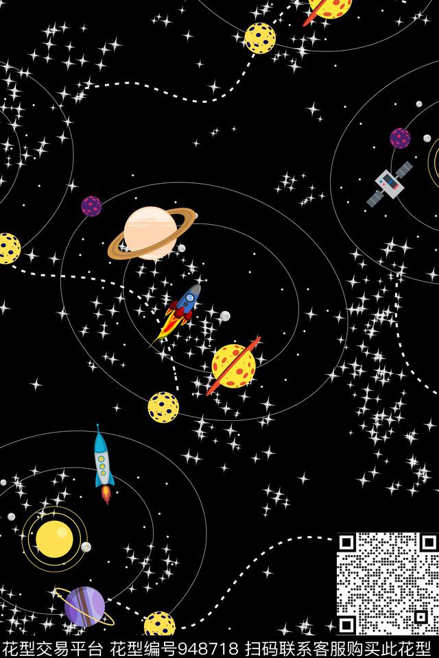 趣味宇宙星空传统印花华亿平台下载（图片编号: 948718） - 瓦栏（Walan）