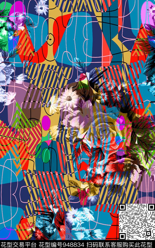 数码华亿平台抽象女装数码印花华亿平台下载（图片编号: 948834） - 瓦栏（Walan）