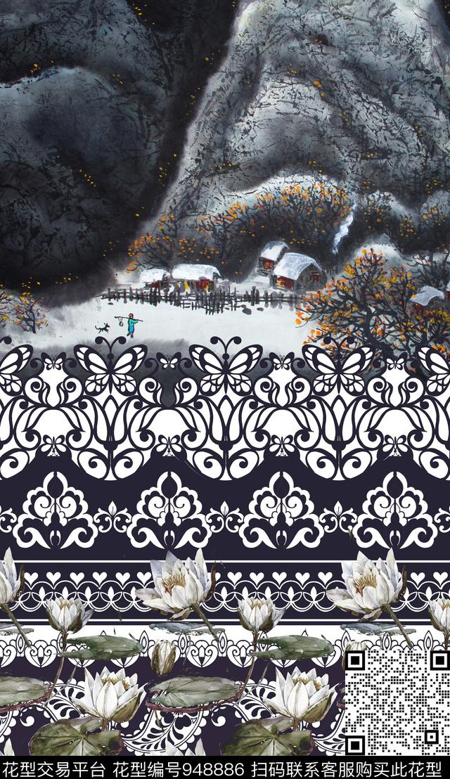 波西米亚定位花花纹数码印花华亿平台下载（图片编号: 948886） - 瓦栏（Walan）