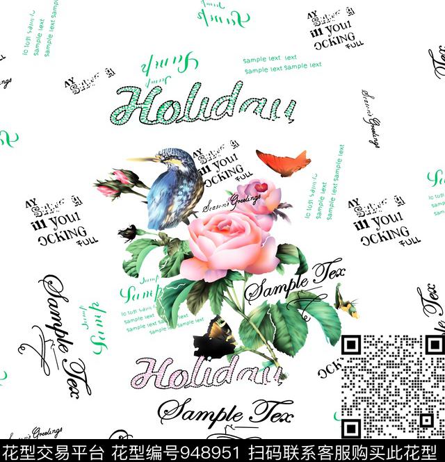 素雅连衣裙定位花数码印花华亿平台下载（图片编号: 948951） - 瓦栏（Walan）