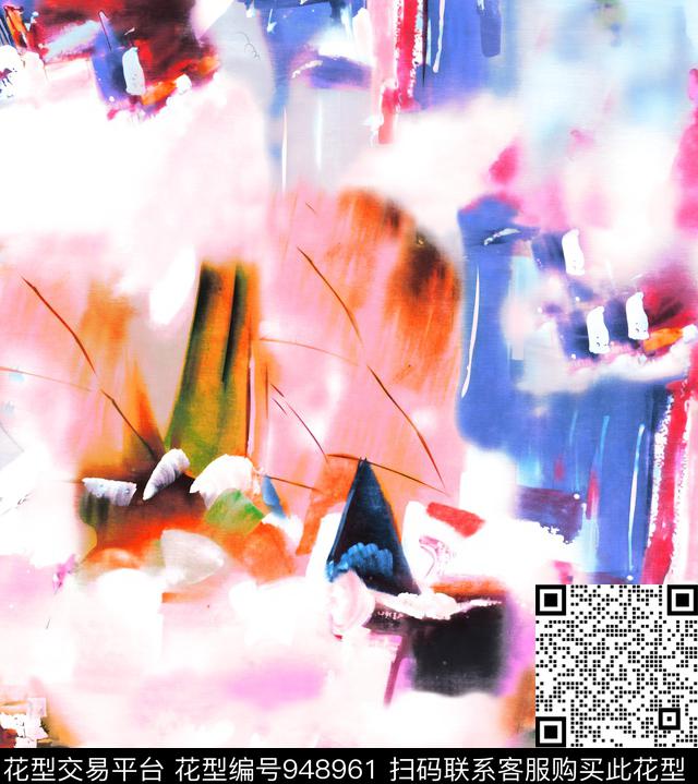 春夏华亿平台大牌风抽象大气数码印花华亿平台下载（图片编号: 948961） - 瓦栏（Walan）