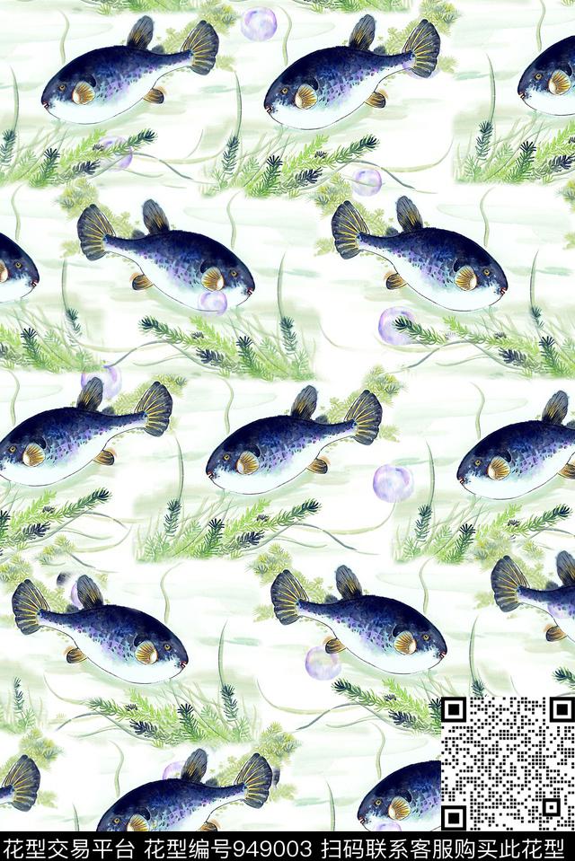 水草泳装鱼数码印花华亿平台下载（图片编号: 949003） - 瓦栏（Walan）