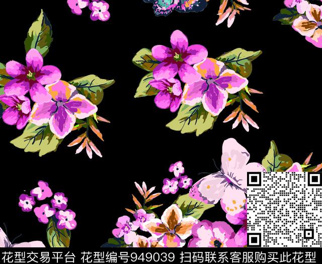 月季花数码华亿平台手绘花卉数码印花华亿平台下载（图片编号: 949039） - 瓦栏（Walan）