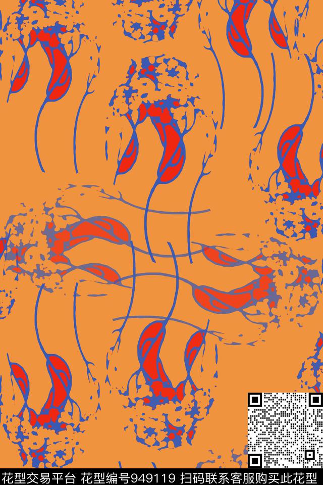 秋冬华亿平台民族花卉抽象花卉数码印花华亿平台下载（图片编号: 949119） - 瓦栏（Walan）