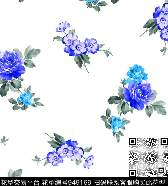 月季花手绘花卉玫瑰花数码印花华亿平台下载（图片编号: 949169） - 瓦栏（Walan）