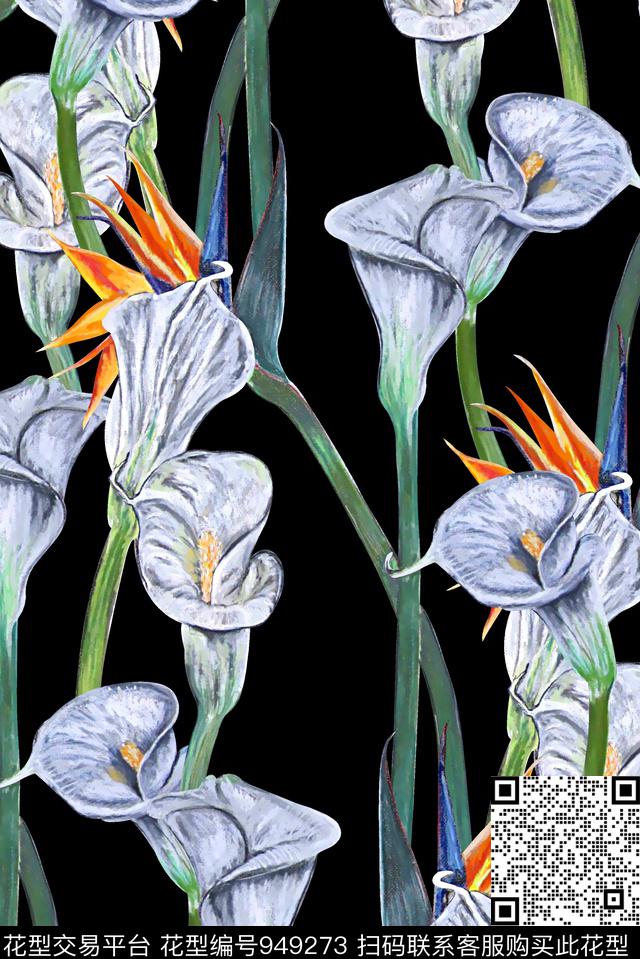 水彩花卉花卉女装数码印花华亿平台下载（图片编号: 949273） - 瓦栏（Walan）