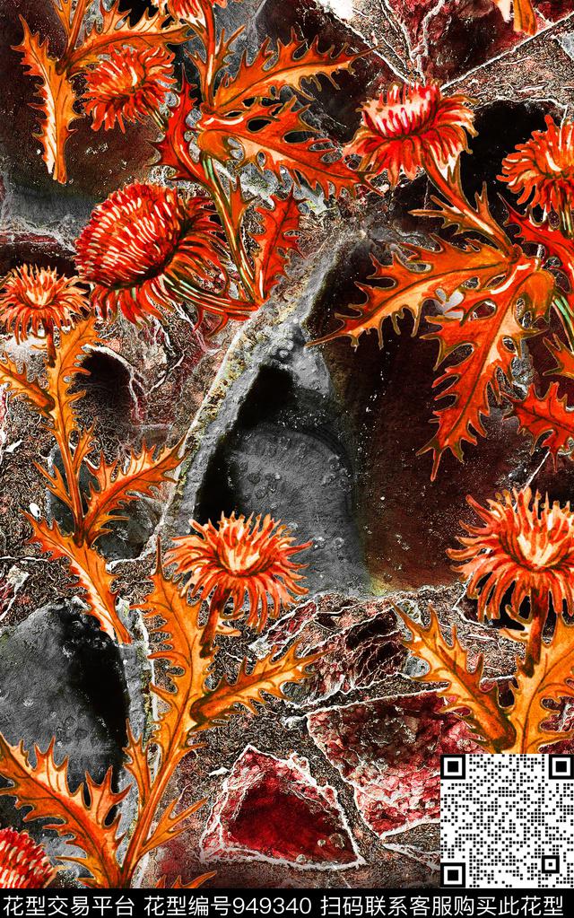 朦胧花卉肌理数码华亿平台数码印花华亿平台下载（图片编号: 949340） - 瓦栏（Walan）