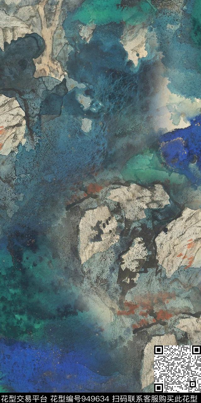数码华亿平台抽象水墨风数码印花华亿平台下载（图片编号: 949634） - 瓦栏（Walan）