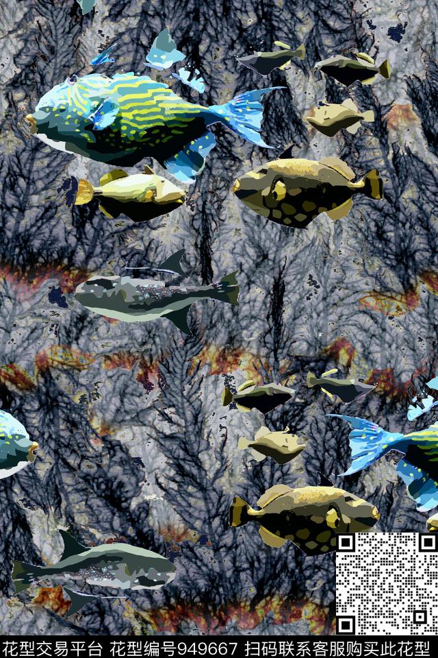 肌理水草女装数码印花华亿平台下载（图片编号: 949667） - 瓦栏（Walan）