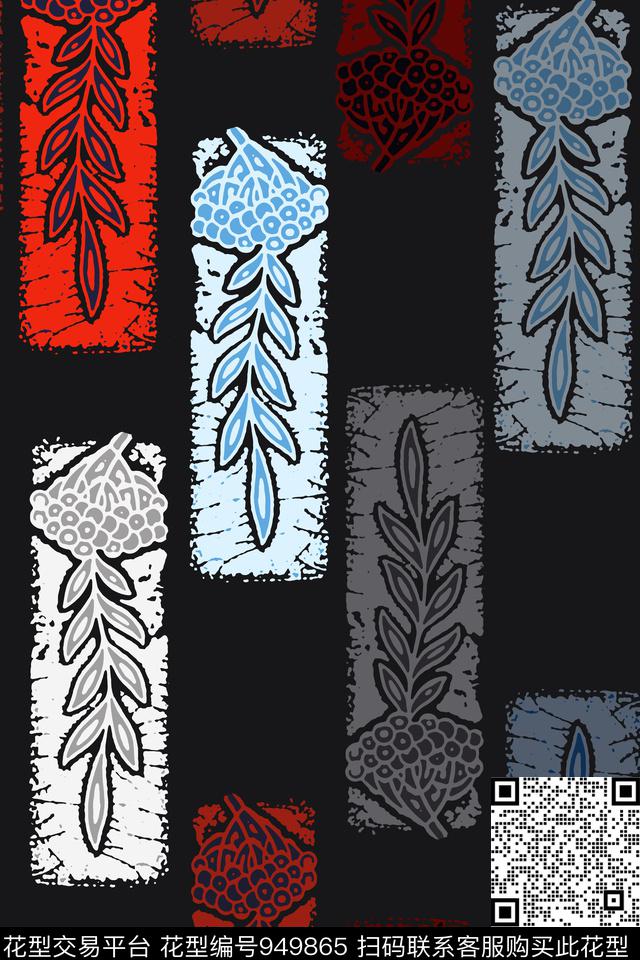 秋冬华亿平台抽象风格化花卉传统印花华亿平台下载（图片编号: 949865） - 瓦栏（Walan）