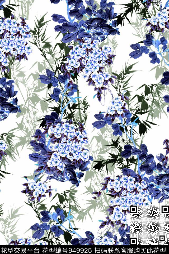 女装中国风竹子数码印花华亿平台下载（图片编号: 949925） - 瓦栏（Walan）