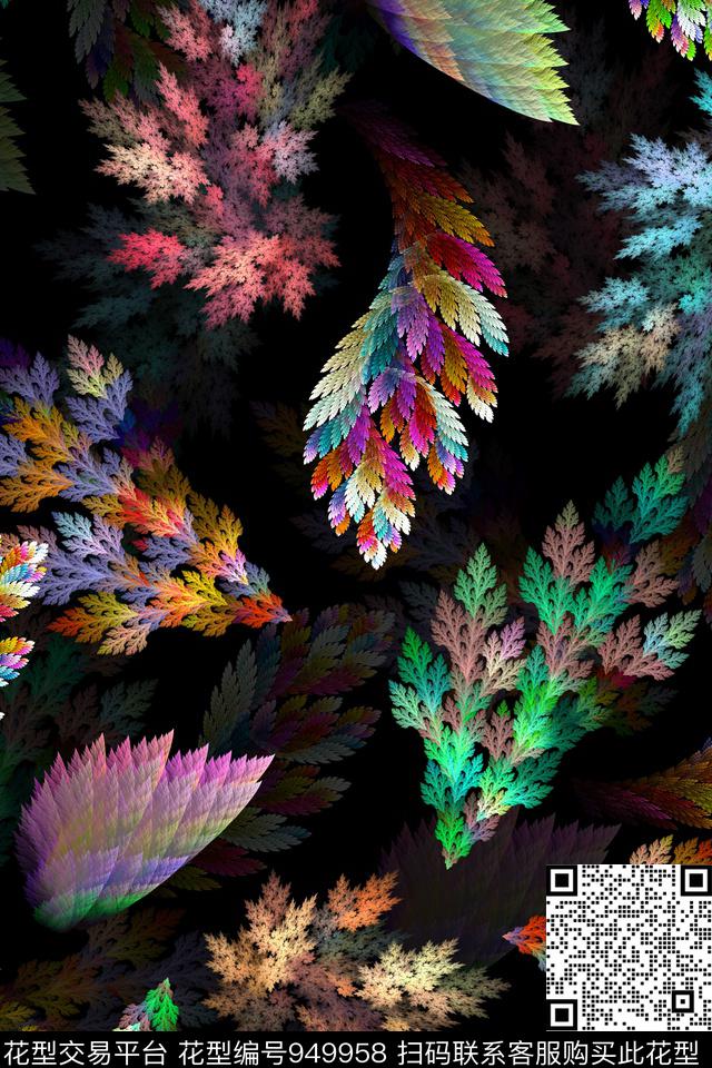 分形抽象几何数码印花华亿平台下载（图片编号: 949958） - 瓦栏（Walan）