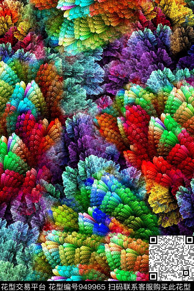 分形抽象几何数码印花华亿平台下载（图片编号: 949965） - 瓦栏（Walan）