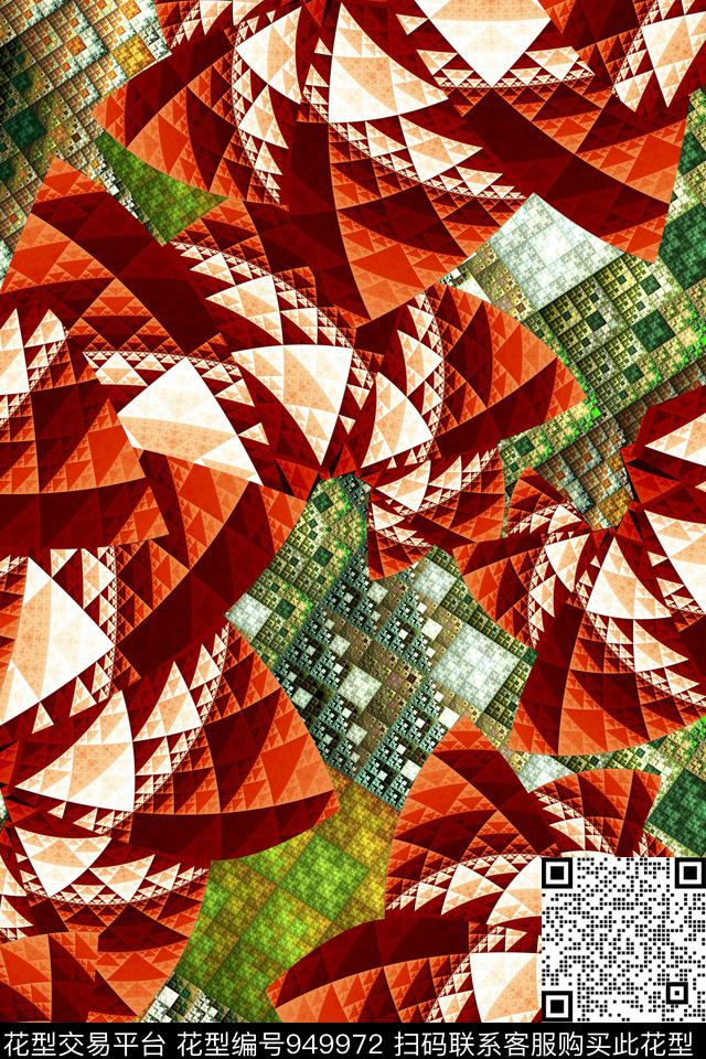 分形抽象几何数码印花华亿平台下载（图片编号: 949972） - 瓦栏（Walan）