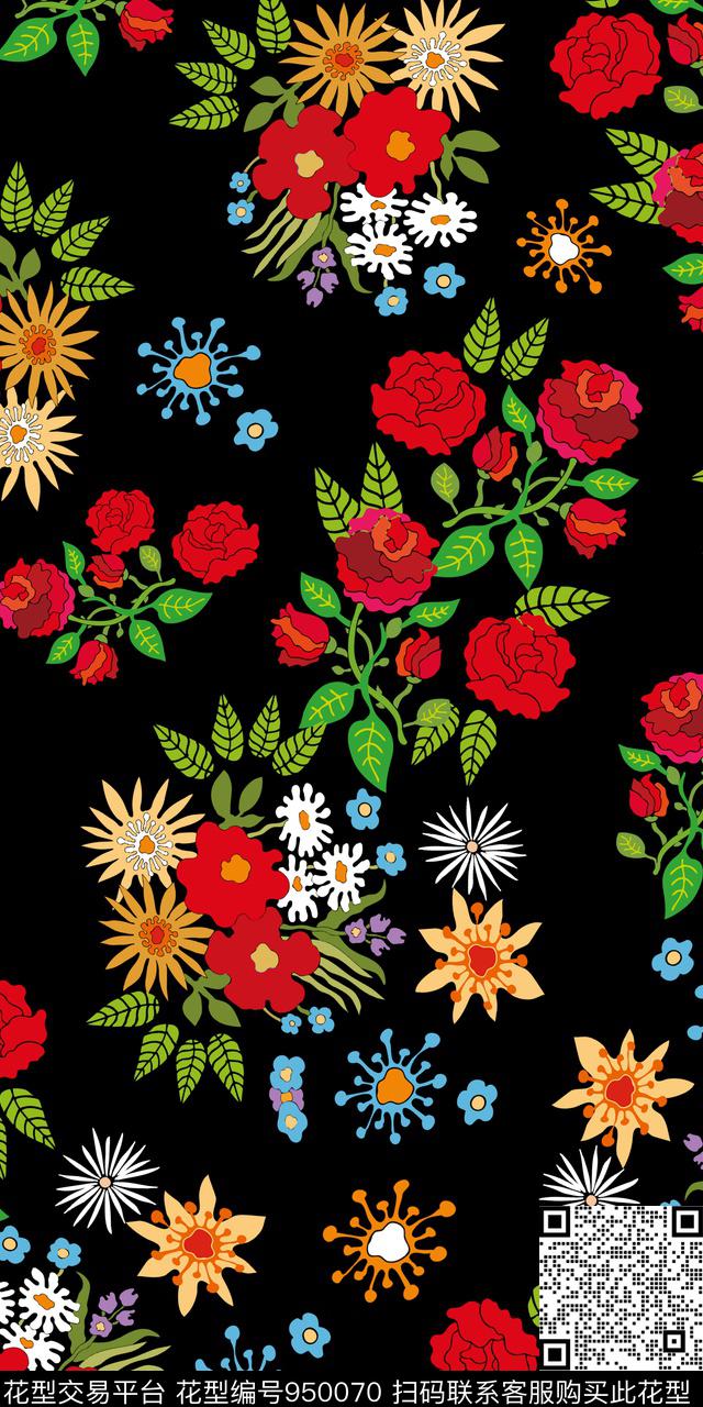 小碎花矢量清爽底花卉数码印花华亿平台下载（图片编号: 950070） - 瓦栏（Walan）