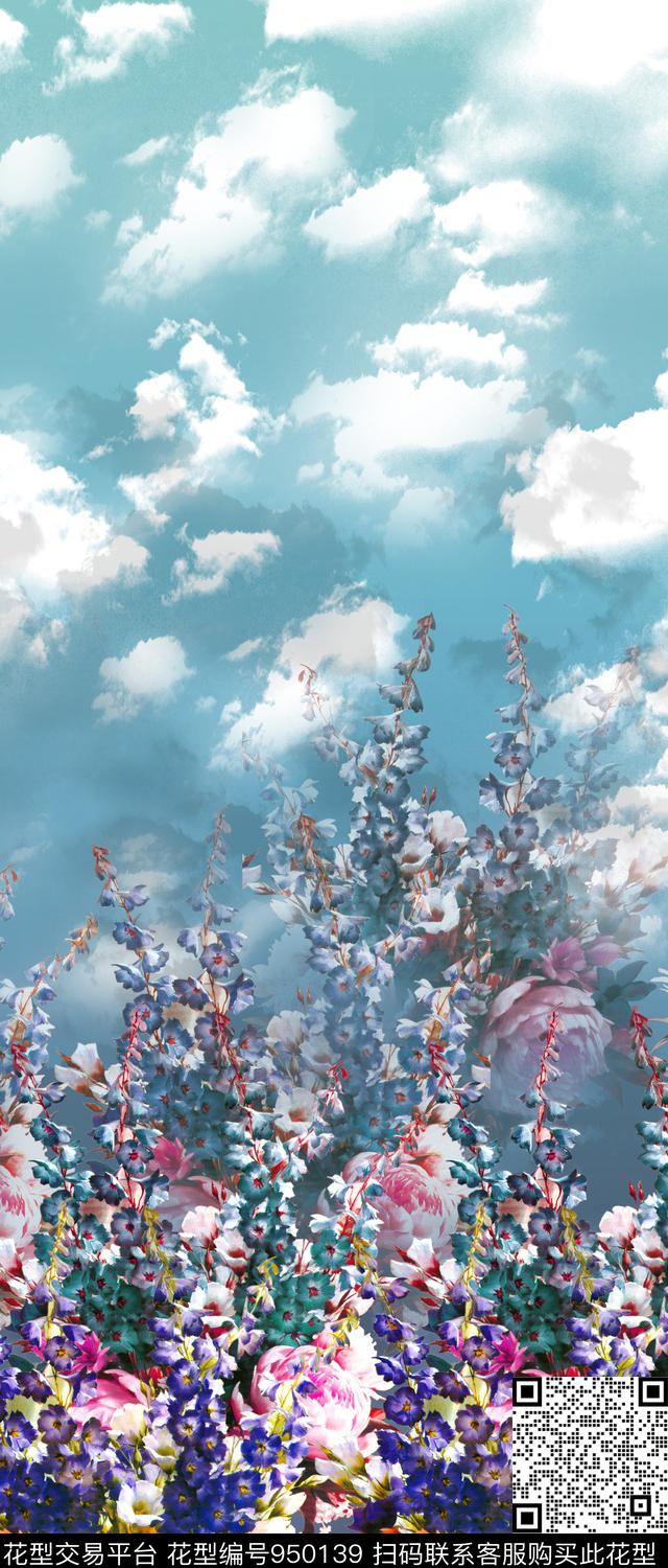 素雅数码华亿平台手绘花卉数码印花华亿平台下载（图片编号: 950139） - 瓦栏（Walan）