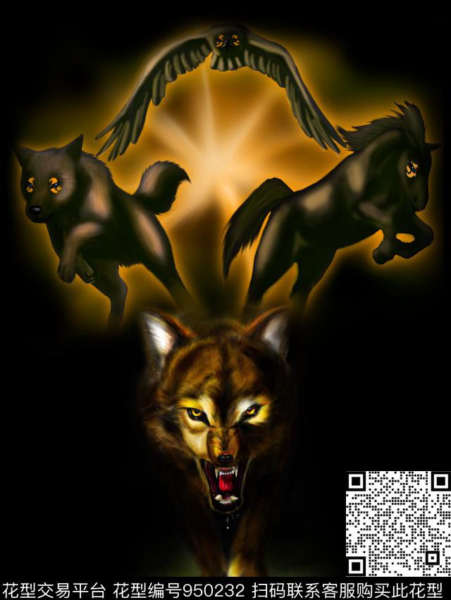 狼潮牌大牌风数码印花华亿平台下载（图片编号: 950232） - 瓦栏（Walan）