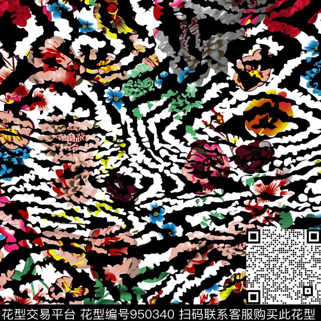 数码华亿平台抽象花卉传统印花华亿平台下载（图片编号: 950340） - 瓦栏（Walan）
