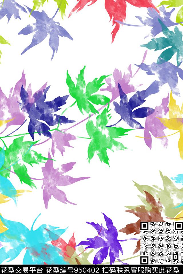 枫叶女装水彩花卉数码印花华亿平台下载（图片编号: 950402） - 瓦栏（Walan）