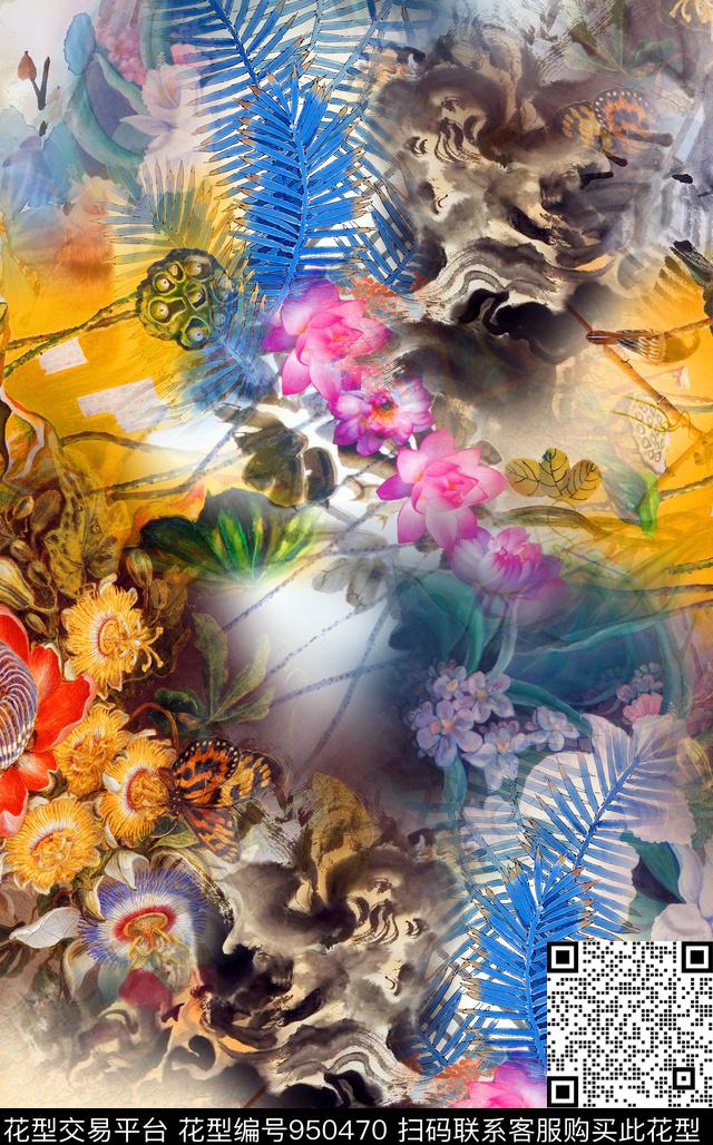 小碎花数码华亿平台牡丹数码印花华亿平台下载（图片编号: 950470） - 瓦栏（Walan）