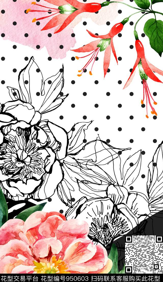数码华亿平台花卉大牌风数码印花华亿平台下载（图片编号: 950603） - 瓦栏（Walan）