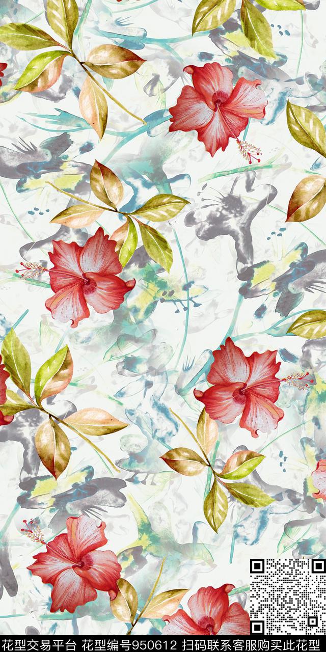 小碎花手绘花卉花卉数码印花华亿平台下载（图片编号: 950612） - 瓦栏（Walan）