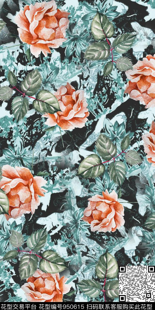 小碎花手绘花卉花卉数码印花华亿平台下载（图片编号: 950615） - 瓦栏（Walan）