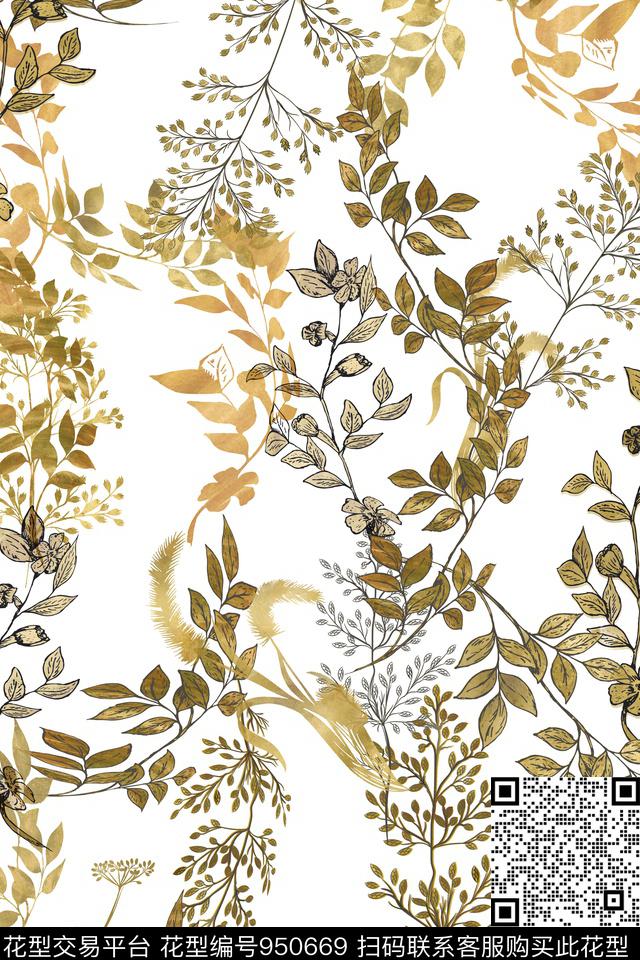 小碎花树林金属色数码印花华亿平台下载（图片编号: 950669） - 瓦栏（Walan）