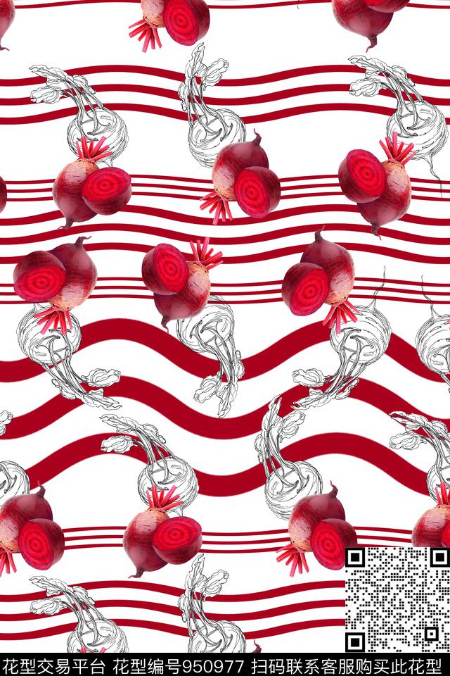 植物线条几何数码印花华亿平台下载（图片编号: 950977） - 瓦栏（Walan）