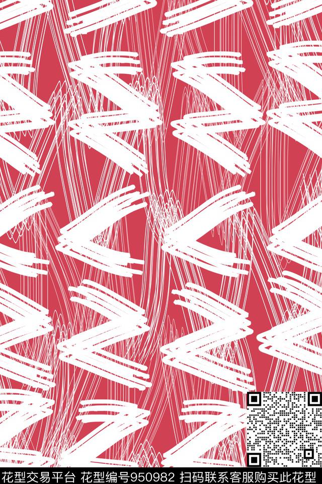 植物线条几何数码印花华亿平台下载（图片编号: 950982） - 瓦栏（Walan）