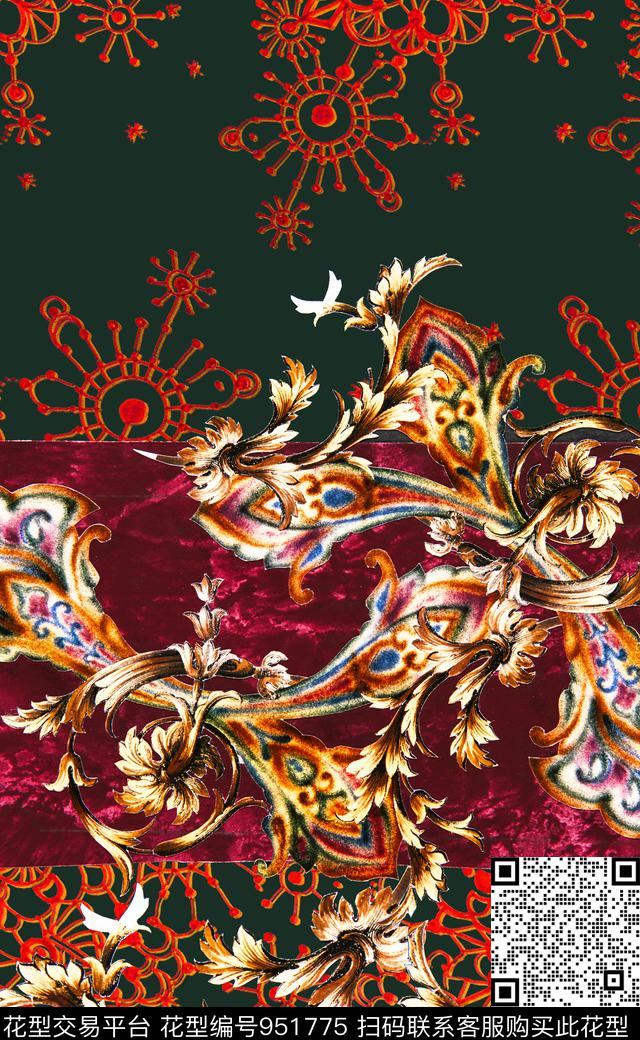 民族风数码华亿平台定位花数码印花华亿平台下载（图片编号: 951775） - 瓦栏（Walan）