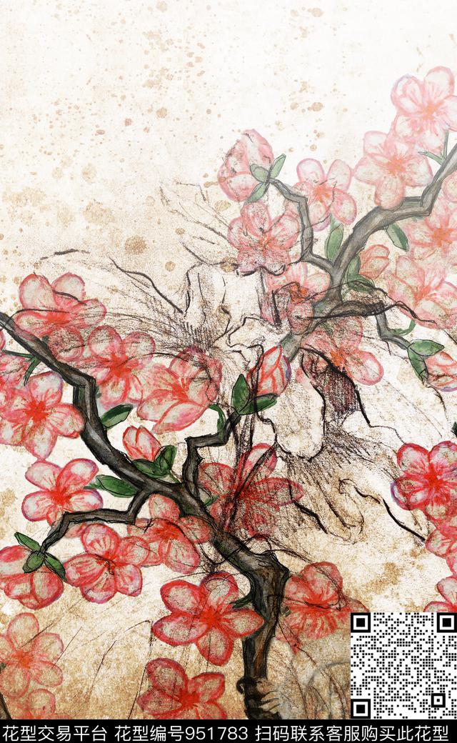 水彩花卉数码华亿平台定位花数码印花华亿平台下载（图片编号: 951783） - 瓦栏（Walan）