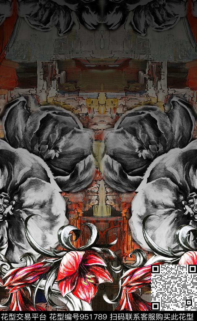 水彩花卉数码华亿平台渐变数码印花华亿平台下载（图片编号: 951789） - 瓦栏（Walan）