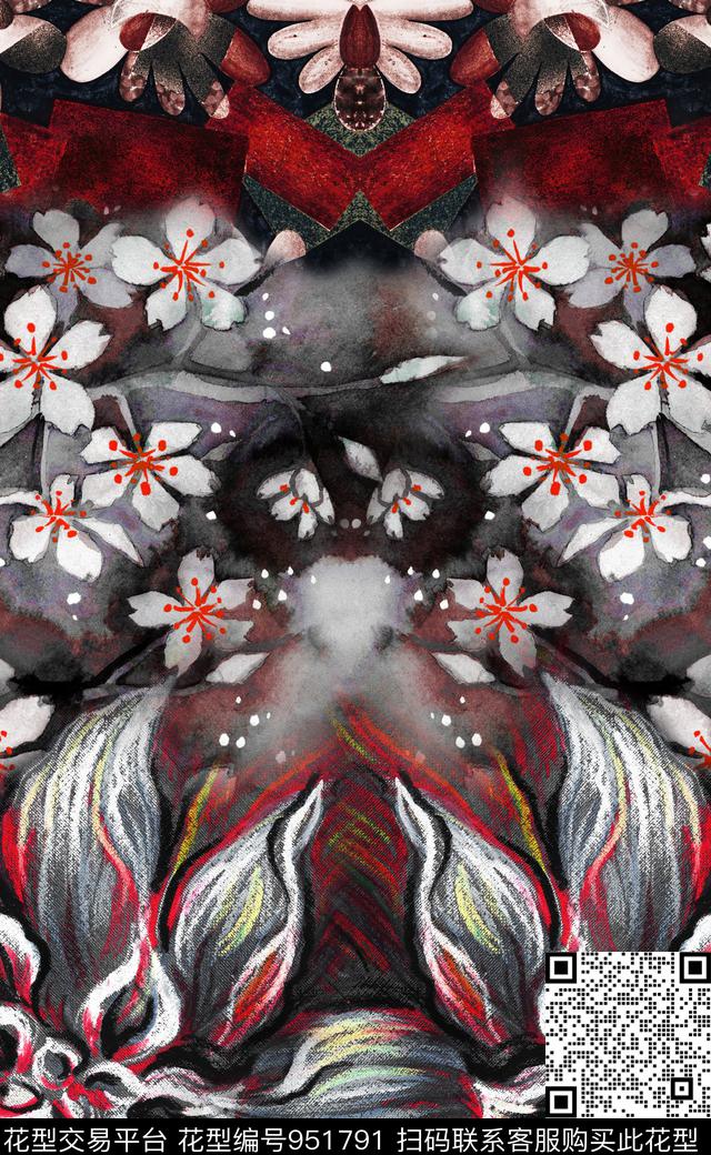 水彩花卉数码华亿平台渐变数码印花华亿平台下载（图片编号: 951791） - 瓦栏（Walan）