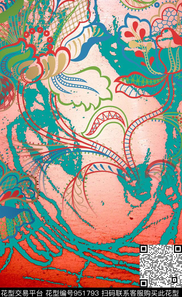 数码华亿平台渐变定位花数码印花华亿平台下载（图片编号: 951793） - 瓦栏（Walan）