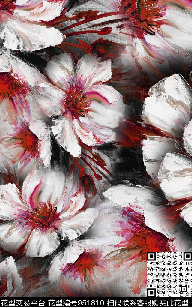 朦胧花卉水彩花卉数码华亿平台数码印花华亿平台下载（图片编号: 951810） - 瓦栏（Walan）