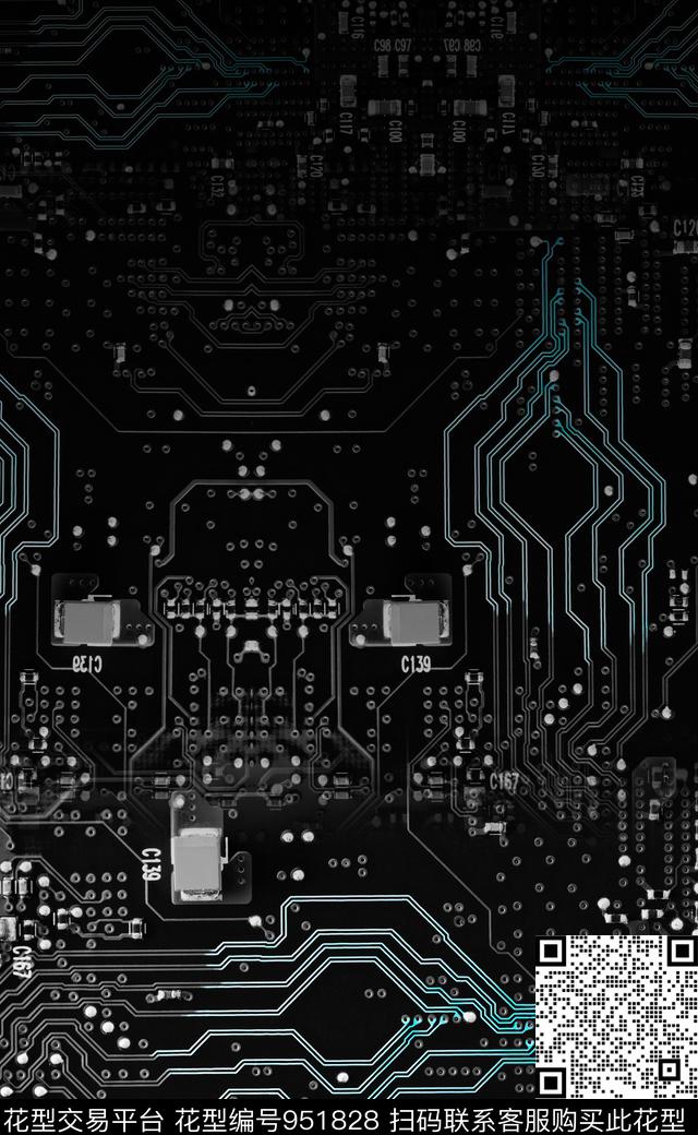 条纹定位花几何数码印花华亿平台下载（图片编号: 951828） - 瓦栏（Walan）