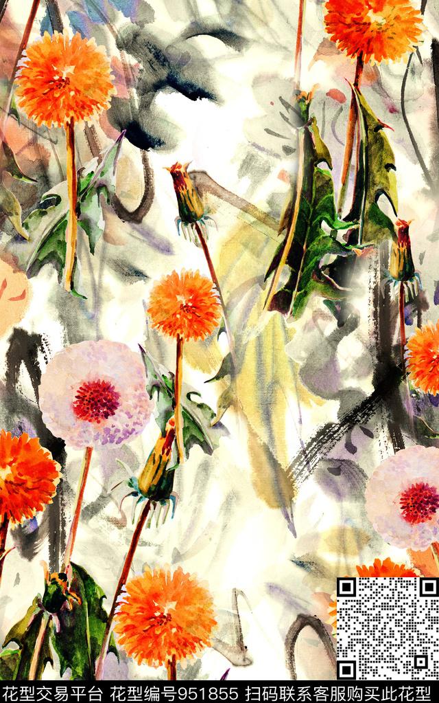 数码华亿平台花卉水彩花卉数码印花华亿平台下载（图片编号: 951855） - 瓦栏（Walan）