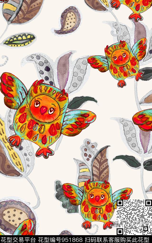 卡通动物花卉几何数码印花华亿平台下载（图片编号: 951868） - 瓦栏（Walan）