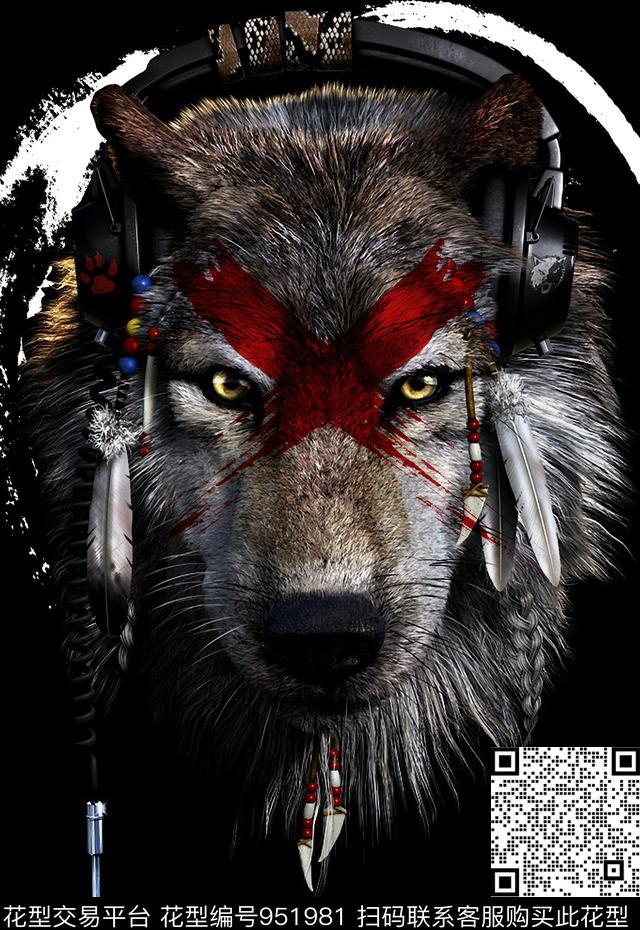 动物头定位花男装数码印花华亿平台下载（图片编号: 951981） - 瓦栏（Walan）