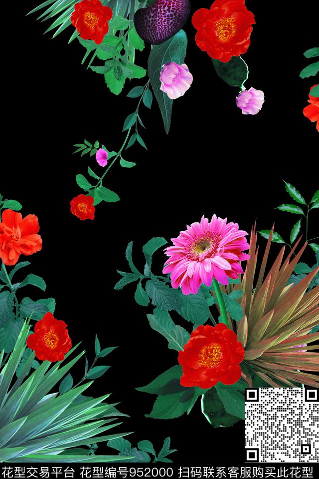 趣味数码华亿平台花卉数码印花华亿平台下载（图片编号: 952000） - 瓦栏（Walan）