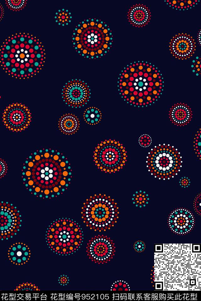 雪纺黑底花卉民族风传统印花华亿平台下载（图片编号: 952105） - 瓦栏（Walan）