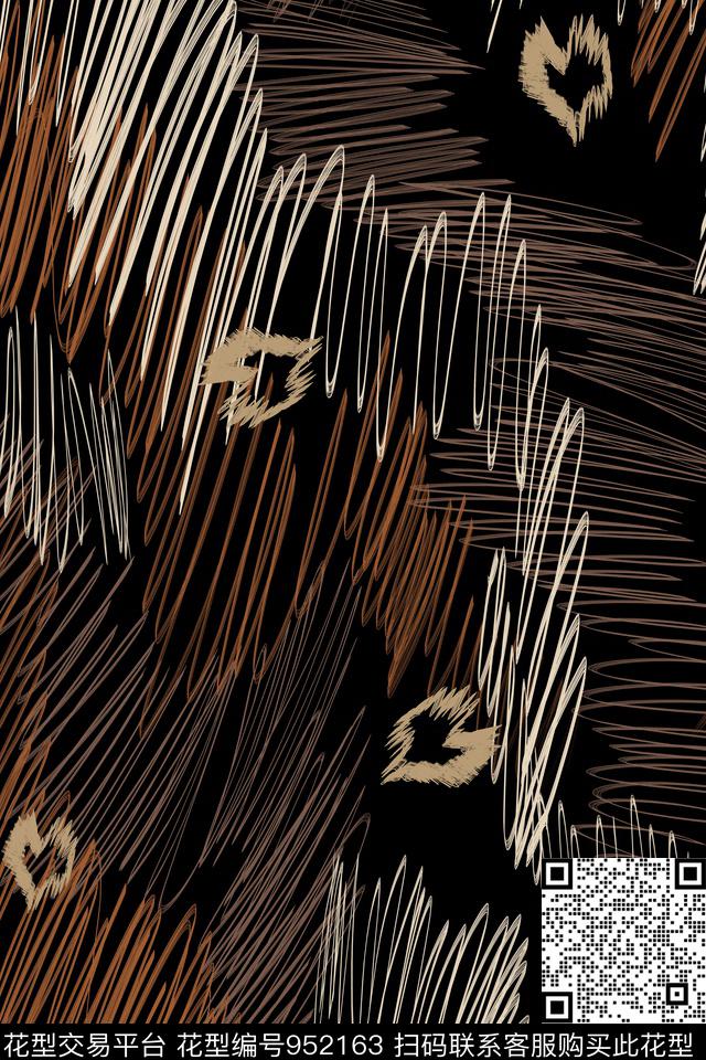 趣味抽象线条数码印花华亿平台下载（图片编号: 952163） - 瓦栏（Walan）