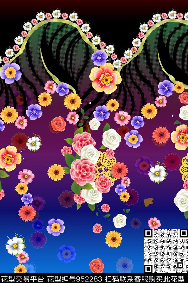 小碎花定位花几何数码印花华亿平台下载（图片编号: 952283） - 瓦栏（Walan）