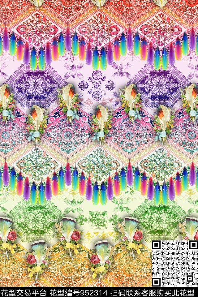 数码华亿平台定位花几何数码印花华亿平台下载（图片编号: 952314） - 瓦栏（Walan）