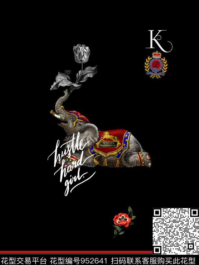 男装大象定位花数码印花华亿平台下载（图片编号: 952641） - 瓦栏（Walan）